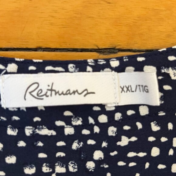 Reitman's Navy & White Self Tie Sleeveless Blouse, Size XXL - Picture 7 of 10